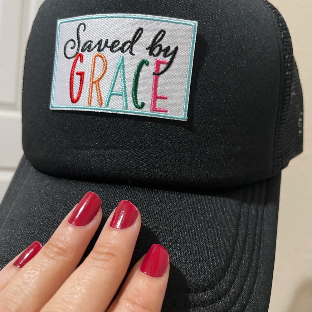 New “Saved by GRACE” Black Christian Spiritual Trucker SnapBack Hat